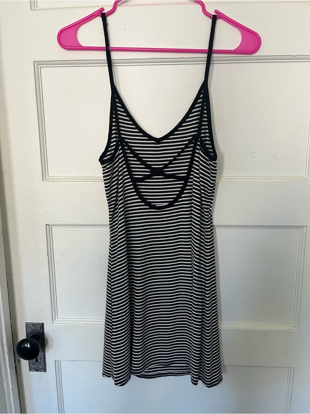 Striped Black & White Strappy Slip Dress